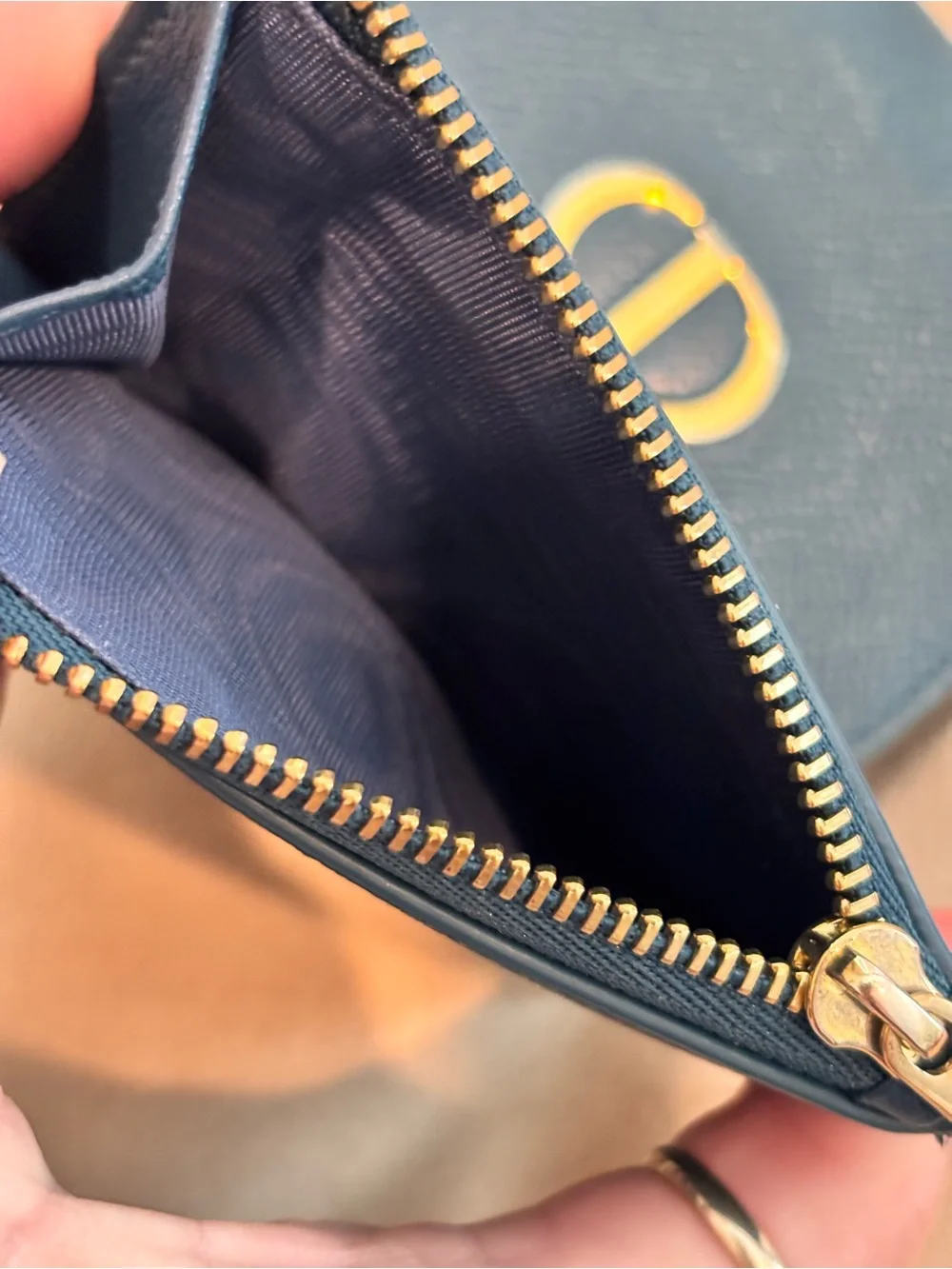 Christian Dior 30 Montaigne Lotus Teal Pebbled Leather Compact Wallet W/ COA